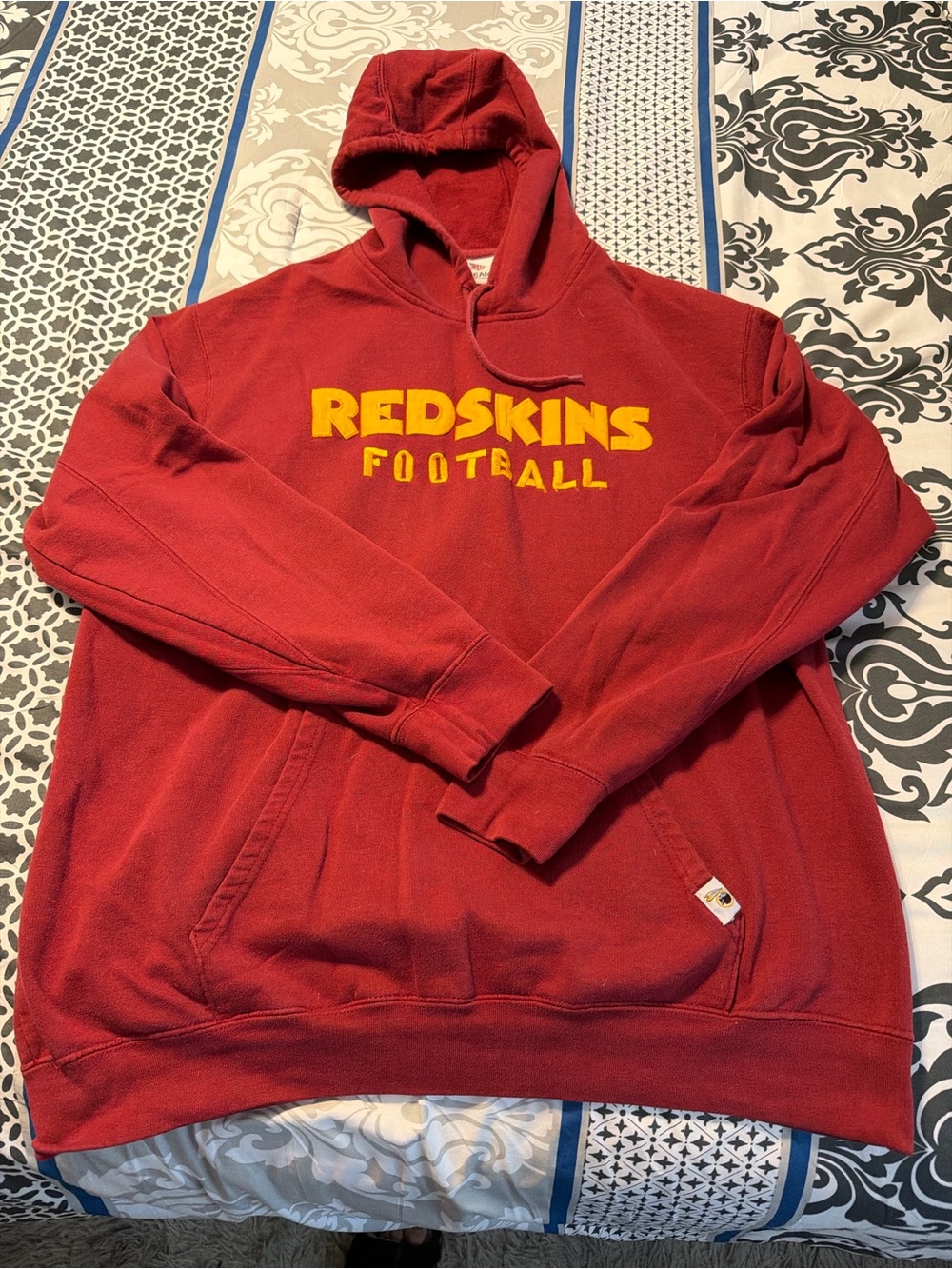 NFL Red Hooded Sweatshirt with Yellow 'REDSKINS FOOTBALL' Logo